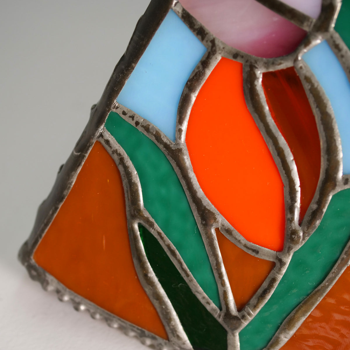 Dutch Cat and Landscape Stained Glass Lamp
